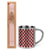 Easter Set, metallic thermal cup (300ml) & aromatic flat Easter candle (30cm) (PINK)