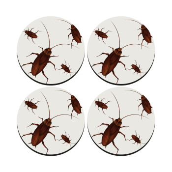 Blattodea, SET of 4 round wooden coasters (9cm)