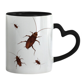 Blattodea, Mug heart black handle, ceramic, 330ml