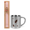 Easter Set, metallic thermal cup (300ml) & aromatic flat Easter candle (30cm) (PINK)