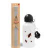 Easter Set, metallic aluminum water bottle (500ml) & aromatic flat Easter candle (30cm) (GRAY)