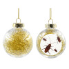 Transparent Christmas tree ball ornament with gold filling 8cm