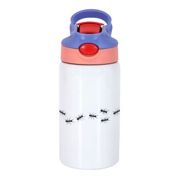 Μυρμήγκια, Παιδικό παγούρι θερμό, ανοξείδωτο, με καλαμάκι ασφαλείας, ροζ/μωβ (350ml)