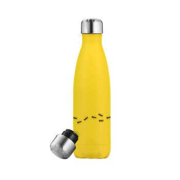 Ants, Yellow Stainless Steel Metallic Thermos, double-walled, 500ml