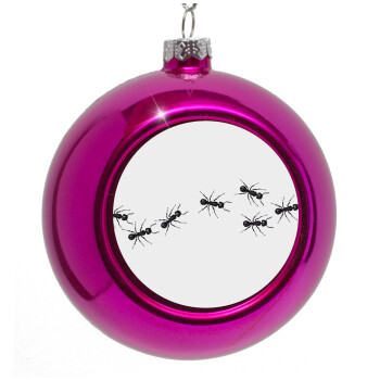 Ants, Purple Christmas tree ornament bauble 8cm