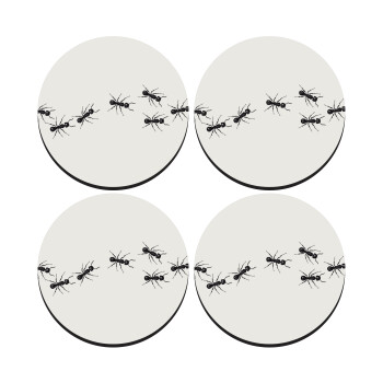 Ants, SET of 4 round wooden coasters (9cm)