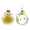 Transparent Christmas tree ball ornament with gold filling 8cm