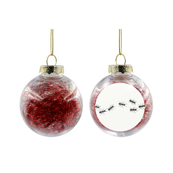 Ants, Transparent Christmas tree ball ornament with red filling 8cm