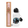 Easter Set, metallic aluminum bottle (500ml) & aromatic flat Easter candle (30cm) (PINK)