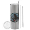 Eco friendly stainless steel Silver tumbler 600ml, with metal straw & cleaning brush