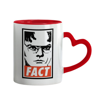 Dunder Mifflin FACT, Mug heart red handle, ceramic, 330ml