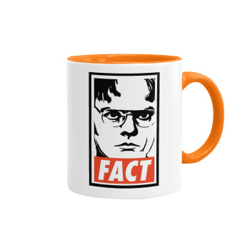 Dunder Mifflin FACT, Mug colored orange, ceramic, 330ml