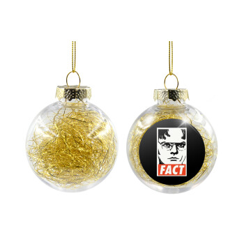 Dunder Mifflin FACT, Transparent Christmas tree ball ornament with gold filling 8cm