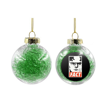 Dunder Mifflin FACT, Transparent Christmas tree ball ornament with green filling 8cm