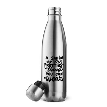 A smile is the prettiest thing you can wear, Inox (Stainless steel) double-walled metal mug, 500ml