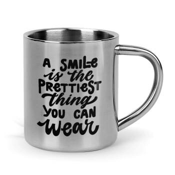 A smile is the prettiest thing you can wear, Mug Stainless steel double wall 300ml