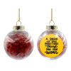 Transparent Christmas tree ball ornament with red filling 8cm