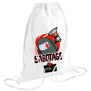 Among US Sabotage, Τσάντα πλάτης πουγκί GYMBAG λευκή (28x40cm)