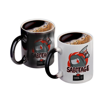 Among US Sabotage, Color changing magic Mug, ceramic, 330ml when adding hot liquid inside, the black colour desappears (1 pcs)