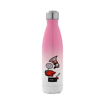 Among US Shhhh!!!, Metal mug thermos Pink/White (Stainless steel), double wall, 500ml