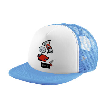 Among US Shhhh!!!, Child's Soft Trucker Hat with Blue/White Mesh (POLYESTER, CHILD, ONE SIZE)