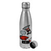 Metallic water bottle, stainless steel, 750ml