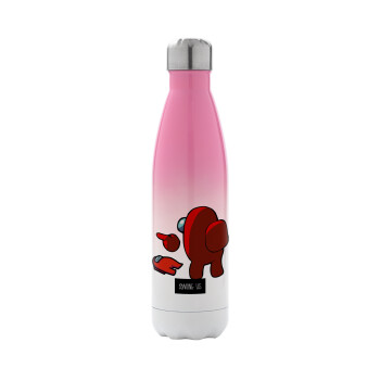 Among US i am impostor..., Metal mug thermos Pink/White (Stainless steel), double wall, 500ml