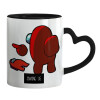 Mug heart black handle, ceramic, 330ml