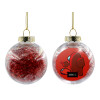 Transparent Christmas tree ball ornament with red filling 8cm