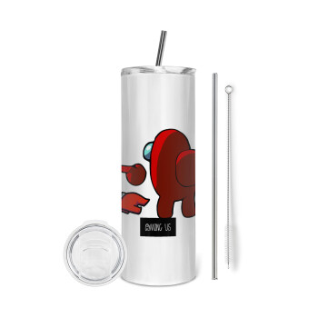 Among US i am impostor..., Tumbler stainless steel 600ml, with metal straw & cleaning brush