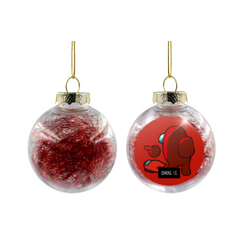 Among US i am impostor..., Transparent Christmas tree ball ornament with red filling 8cm