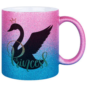 Swan Princess, Κούπα Χρυσή/Μπλε Glitter, κεραμική, 330ml