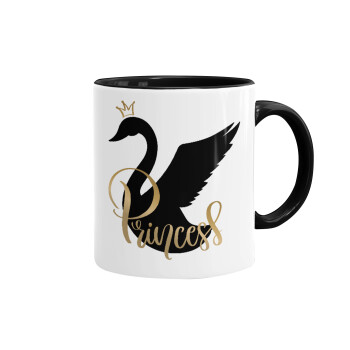 Swan Princess, Mug colored black, ceramic, 330ml