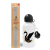 Easter Set, metallic aluminum water bottle (500ml) & aromatic flat Easter candle (30cm) (GRAY)