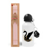 Easter Set, metallic aluminum bottle (500ml) & aromatic flat Easter candle (30cm) (PINK)