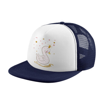 Crowned swan, Καπέλο Ενηλίκων Soft Trucker με Δίχτυ Dark Blue/White (POLYESTER, ΕΝΗΛΙΚΩΝ, UNISEX, ONE SIZE)