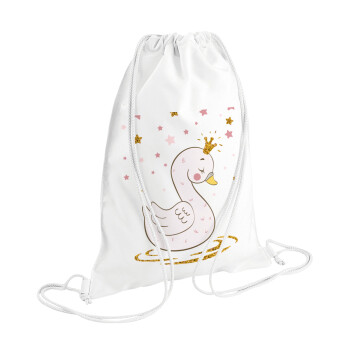 Crowned swan, Backpack pouch GYMBAG white (28x40cm)