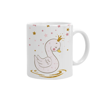 Crowned swan, Ceramic coffee mug, 330ml (1pcs)