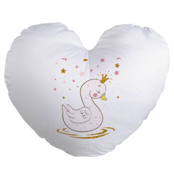 Crowned swan, Μαξιλάρι καναπέ καρδιά 40x40cm περιέχεται το  γέμισμα