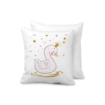 Crowned swan, Sofa cushion 40x40cm includes filling