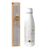 Easter Set, metallic Inox water bottle (700ml) & Easter scented flat candle (30cm) (GRAY)