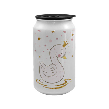 Crowned swan, Κούπα ταξιδιού μεταλλική με καπάκι (tin-can) 500ml