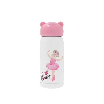 I Love Ballet, Pink stainless steel thermal flask, 320ml