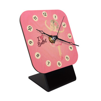 I Love Ballet, Quartz Table clock in natural wood (10cm)