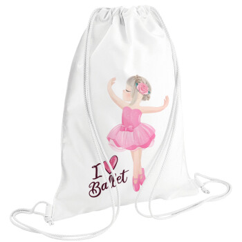 I Love Ballet, Backpack pouch GYMBAG white (28x40cm)