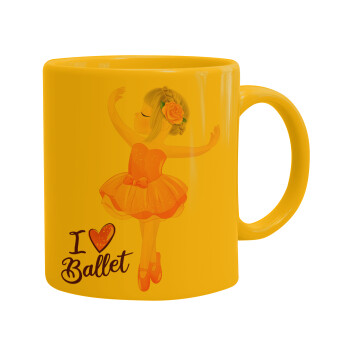 I Love Ballet, Κούπα, κεραμική κίτρινη, 330ml