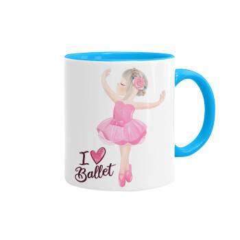 I Love Ballet, Mug colored light blue, ceramic, 330ml