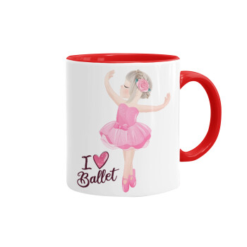 I Love Ballet, Mug colored red, ceramic, 330ml