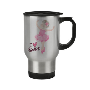 I Love Ballet, Stainless steel travel mug with lid, double wall 450ml