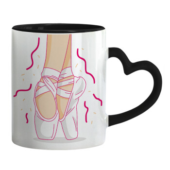 Πουεντ, Mug heart black handle, ceramic, 330ml